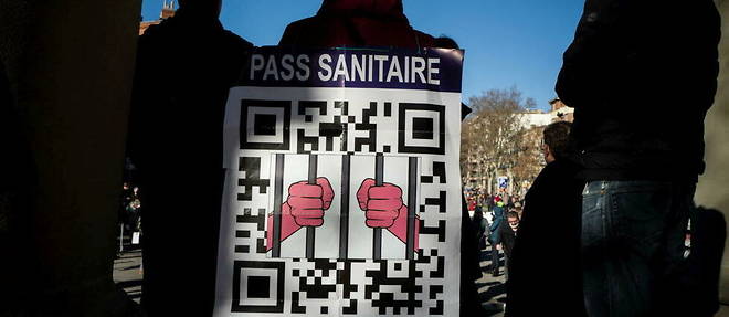 During a demonstration against the vaccine pass in Toulouse, on January 15.