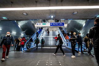 Inauguration à Saint-Ouen de la ligne 14, le 14 décembre 2020, pour décongestionner la ligne 13, réputée anxiogène. 
