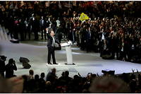 François Hollande au Bourget le 22 janvier 2012. « On a cranté la campagne », observe un conseiller du candidat socialiste.
