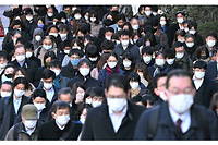 La foule dans les rues de Tokyo le 21 janvier 2022 alors que le nombre de cas de Covid est de nouveau à la hausse.
