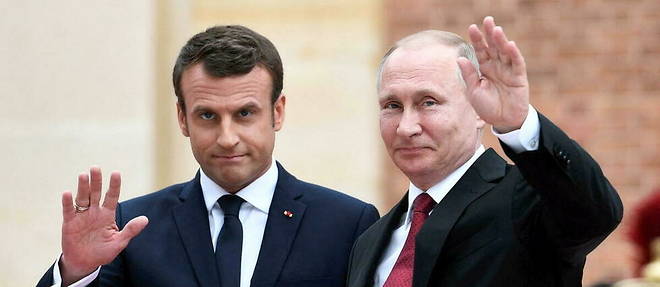 Vladimir Poutine et Emmanuel Macron le 29 mai 2017 au Chateau de Versailles.
