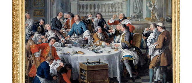 L'art de vivre a la francaise, illustre par << Le Dejeuner d'huitres >> (1735, detail), de Jean-Francois de Troy. 

