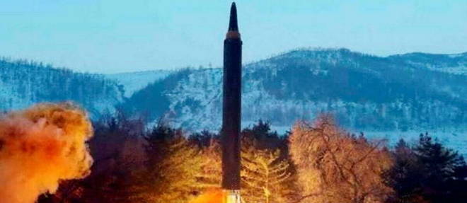 Missile balistique lance depuis la Coree du Nord, le 30 janvier 2022.
