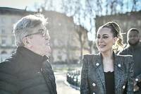 Magali Berdah avec Jean-Luc Mélenchon sur le tournage d'un épisode de sa série de vidéos en immersion avec les candidats à la présidentielle.
