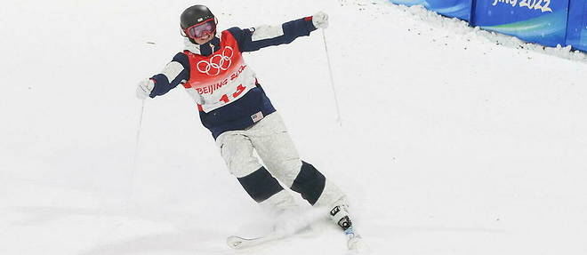 L'Americaine Jaelin Kauf lors de la finale feminine de ski de bosses, le 6 fevrier 2022, au JO de Pekin.
