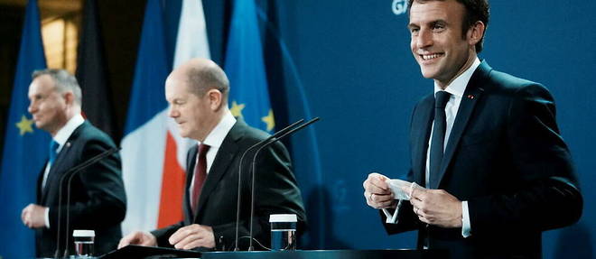 Emmanuel Macron a rencontre mardi le president polonais et le chancelier allemand.
