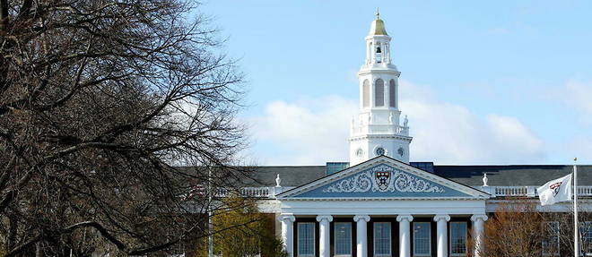 Vue du campus de l'universite Harvard, situee a Cambridge dans le Massachusetts.
