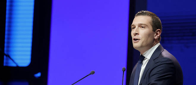 Jordan Bardella lors du meeting de Marine Le Pen a Reims, le 5 fevrier 2022.
