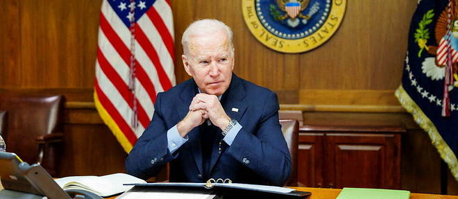 Joe Biden dans son bureau de la Maison-Blanche, le 12 fevrier 2022.

