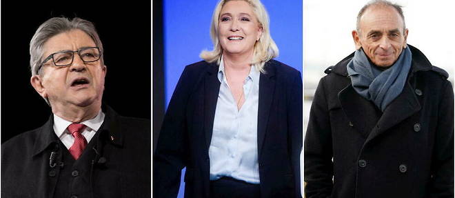 Jean-Luc Melenchon, Marine Le Pen et Eric Zemmour.
