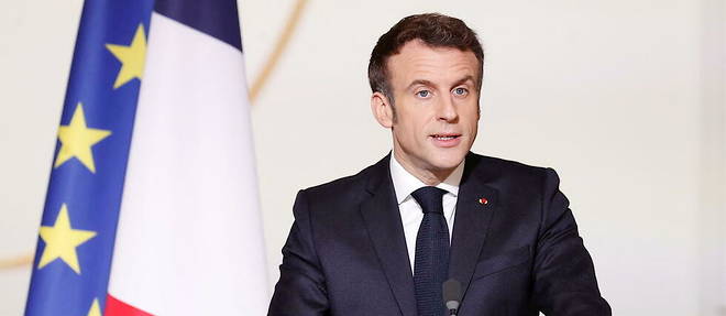 Emmanuel Macron annonce le retrait francais du Mali lors d'une conference de presse a l'Elysee, jeudi 17 fevrier.  
