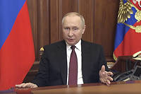 Vladimir Poutine lors de son allocution télévisée le 24 février.
