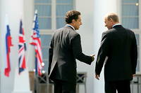 Nicolas Sarkozy et Vladimir Poutine lors du G8 à Heiligendamm le 7 juin 2007.
