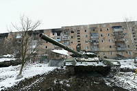 Un char russe à Donetsk, en Ukraine, le 11 mars 2022.
