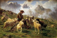 « Un berger des Alpes donnant du sel à ses moutons », par Rosa Bonheur.
