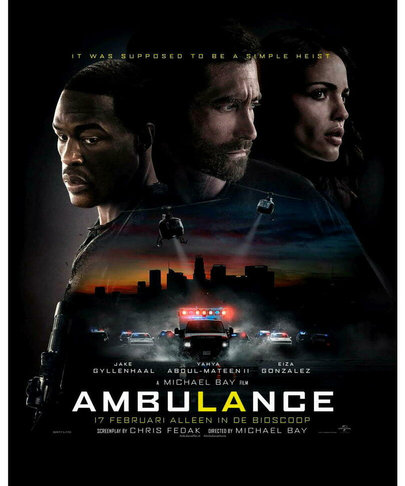 L'affiche d'<em>Ambulance</em>.
 ©  UNIVERSAL PICTURES - BAY FILMS - / Collection ChristopheL via AFP