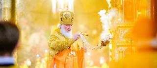 Le patriarche Kirill dans la cathédrale du Christ-Sauveur de Moscou, le 27 février 2022.  

