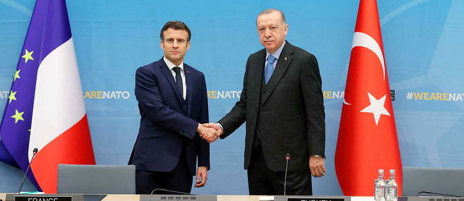 Emmanuel Macron et Recep Tayyip Erdogan a Bruxelles, le 24 mars.
