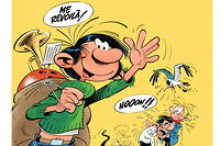 Gaston Lagaffe, le heros de Franquin, tel que le dessine Delaf pour les editions Dupuis.
