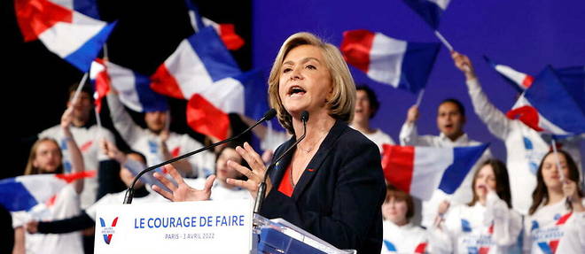 Republican candidate Valerie Pecqueres meets at the Parc de Versailles exhibition center in Paris on April 3, 2022.