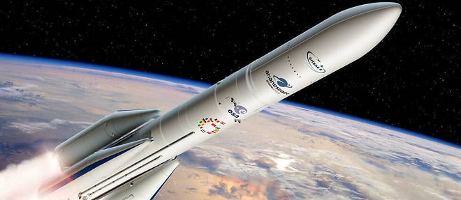 La future fusee europeenne Ariane 6, dans sa version lourde nommee Ariane 64. Vue d'artiste.
