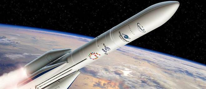 La future fusée européenne Ariane 6, dans sa version lourde nommée Ariane 64. Vue d'artiste.
