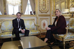 Emmanuel Macron et Marine Le Pen en 2019.
