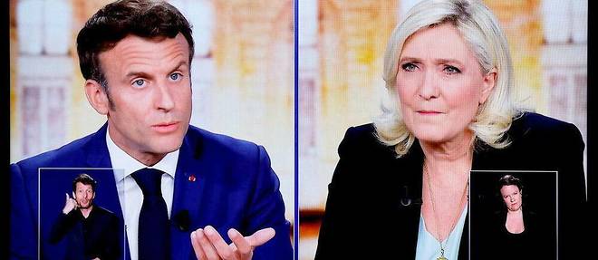 Emmanuel Macron et Marine Le Pen lors du debat.
