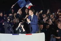 Emmanuel Macron après sa victoire le 24 avril au soir.
