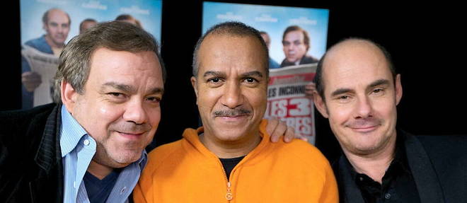 Didier Bourdon, Pascal Légitimus et Bernard Campan en 2014 lors de la sortie de « Les Trois Frères, le retour », mal accueilli par la critique. 
