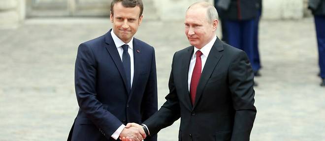 Emmanuel Macron and Vladimir Poutine during his visit to Versailles, May 29, 2017.