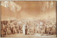 « Le Serment du Jeu de Paume à Versailles ». Dessin preparatoire au lavis de Jacques Louis David.
