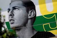 Une peinture murale en hommage au footballeur argentin Emiliano Sala à Carquefou, dans l'ouest de la France.<br />
 
