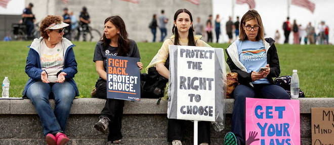 Manifestantes en faveur de l'avortement a Washington, le 14 mai.
