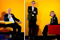 De gauche à droite, Didier Truchot, président-fondateur d'Ipsos, Ben Page, directeur général depuis novembre et Laurence Stoclet, numéro deux.
