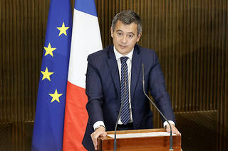 Gérald Darmanin lors du Forum de l'Islam de France le 5 février 2022.
