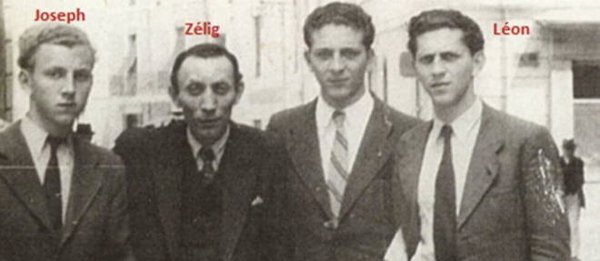 Three of the Borne brothers, including Joseph, with their father Zelig in Nimes, during the war.