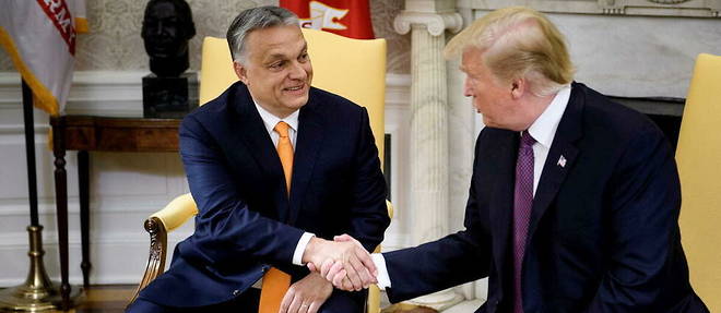 Le Premier minstre hongrois Viktor Orban et l'ex-president americain Donald Trump, le 13 mai 2019, a la Maison-Blanche. 
