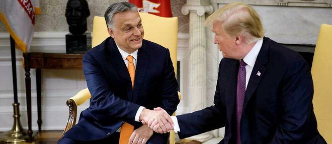 Le Premier minstre hongrois Viktor Orban et l'ex-president americain Donald Trump, le 13 mai 2019, a la Maison-Blanche.
