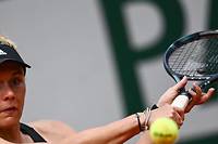 <b> </b>Léolia Jeanjean lors de son duel avec Karolina Pliskova à Roland-Garros.

