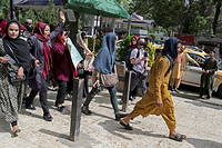 Des femmes afghanes participent a une manifestation a Kaboul le 10 mai 2022. (photo d'illustration)
