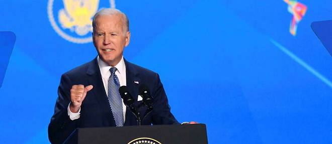 Le president americain Joe Biden, lors de la ceremonie d'ouverture du 9e Sommet des Ameriques, a Los Angeles, mercredi 8 juin 2022.
