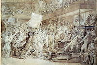 Robespierre, accélérateur de la Révolution française. Dessin de François Gérard (1770-1837) le représentant à la tribune le 10 août 1792. 
