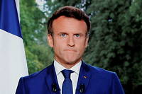 Emmanuel Macron lors de son allocution a la television.
