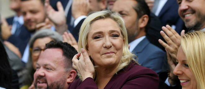 Marine Le Pen lors d'une seance photo a l'Assemblee nationale, a Paris, le 22 juin 2022. 