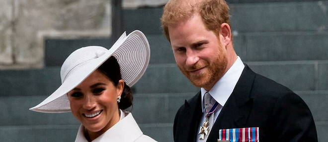 Le prince Harry et Meghan Markle lors des celebrations pour le Jubile de la reine, le 3 juin 2022 a Londres.
