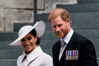 Le prince Harry et Meghan Markle lors des célébrations pour le Jubilé de la reine, le 3 juin 2022 à Londres.
