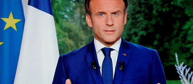 Emmanuel Macron lors de son allocution televisee le 22 juin, a Paris. 
