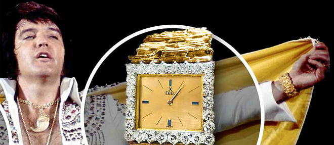 Sur son site Internet, l'antiquaire americain M.S. Rau propose une montre-bracelet Ebel en or jaune portee par le King en personne. Son estimation ? 495 000 euros.
