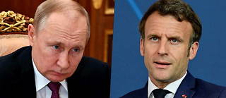Emmanuel Macron et Vladimir Poutine. 
